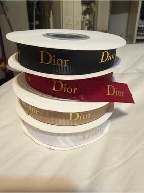 Dior Branded Satin Ribbon Quartet - Black, Burgundy, Gold-Beige, White